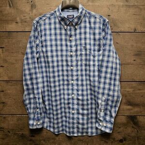 Chaps Button Down Shirt Mens Large Easy Care Blue Plaid Preppy Dadcore Americana